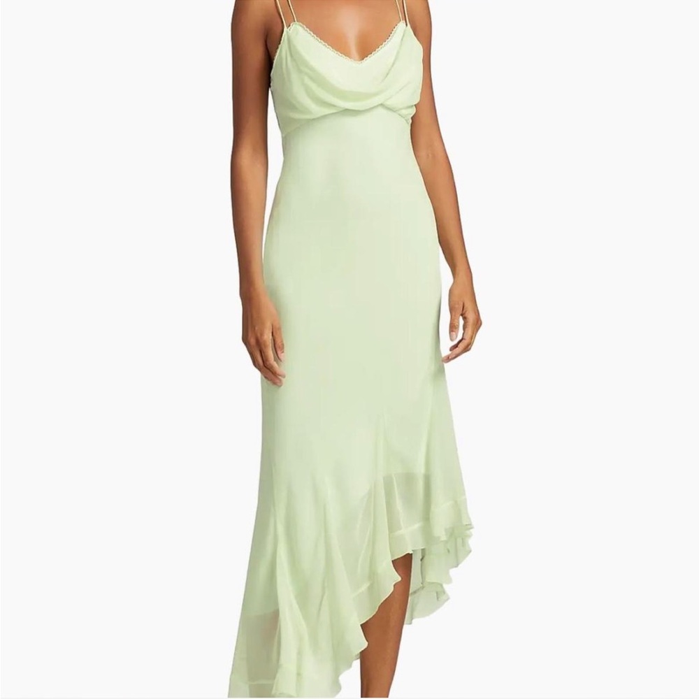 Love shack fancy  Chesley Draped Asymetric Ruffle-Hem Maxi Dress